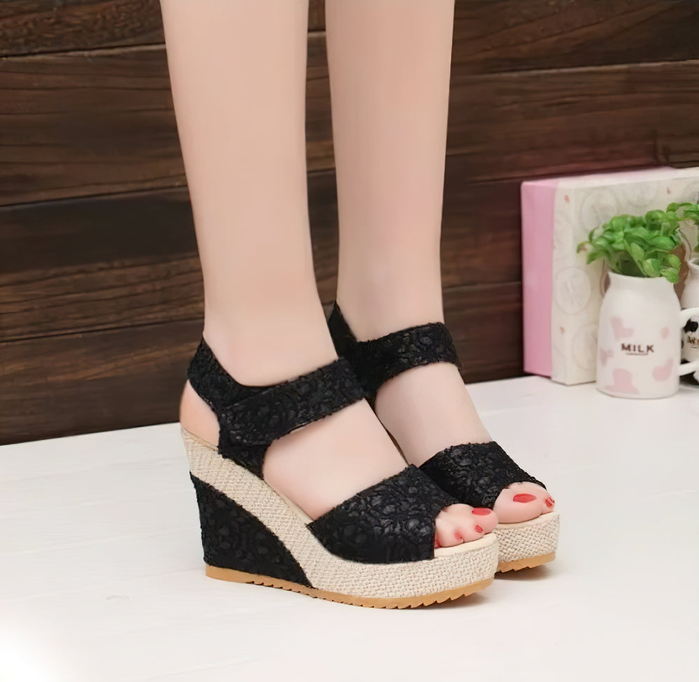 Lace Wedge High heel